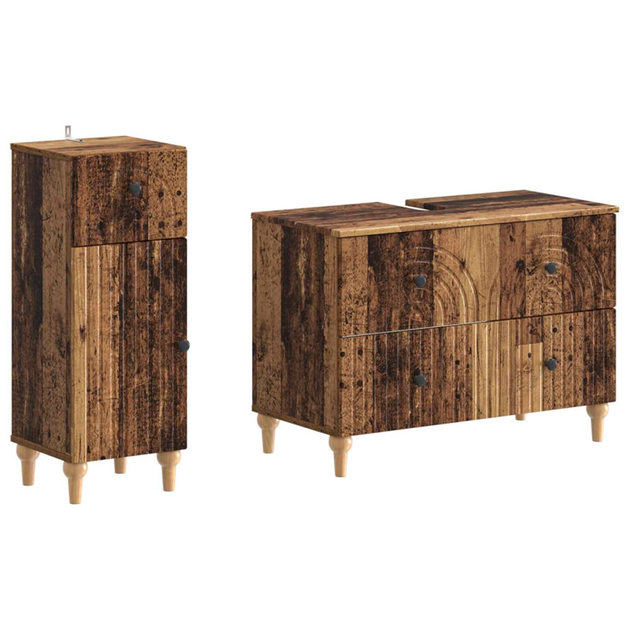vidaXL 2-delige Badkamerkast Set ALKMAAR Oud hout Bewerkt hout vidaXL 2-delige Badkamerkast Set ALKMAAR Oud hout Bewerkt hout afbeelding 1