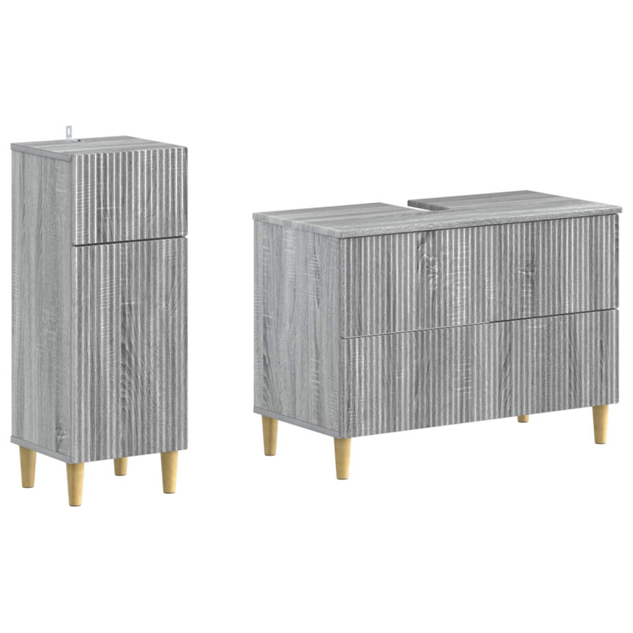 vidaXL 2-delige Badkamerkast Set ARNHEM Grijs Sonoma Bewerkt hout vidaXL 2-delige Badkamerkast Set ARNHEM Grijs Sonoma Bewerkt hout afbeelding 1
