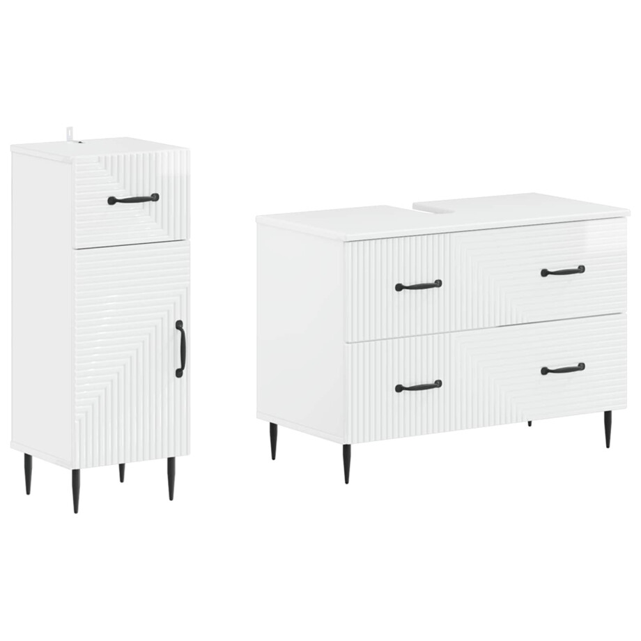 vidaXL 2-delige Badkamerkast Set HAARLEM Hoogglans Wit Bewerkt hout vidaXL 2-delige Badkamerkast Set HAARLEM Hoogglans Wit Bewerkt hout afbeelding 1