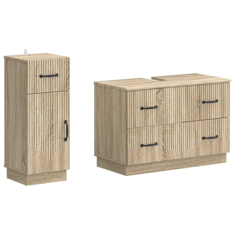 vidaXL 2-delige Badkamerkast Set HOORN Sonoma Eiken Bewerkt hout vidaXL 2-delige Badkamerkast Set HOORN Sonoma Eiken Bewerkt hout afbeelding 1