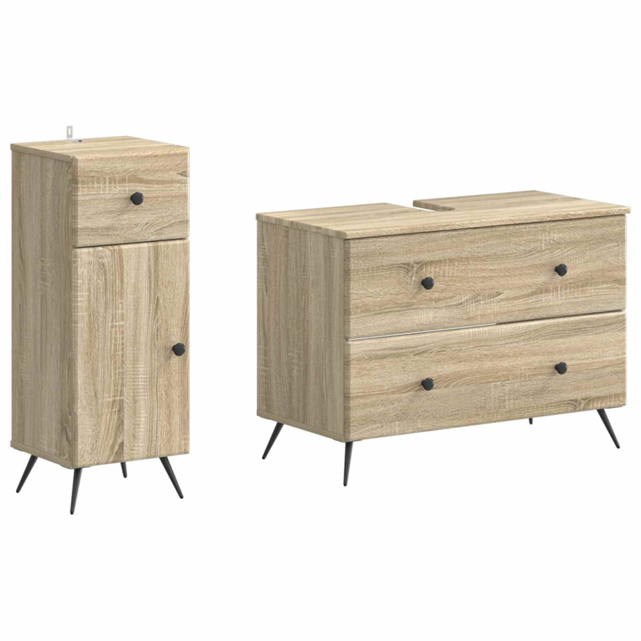 vidaXL 2-delige Badkamerkast Set BREDA Sonoma Eiken Bewerkt hout vidaXL 2-delige Badkamerkast Set BREDA Sonoma Eiken Bewerkt hout afbeelding 1