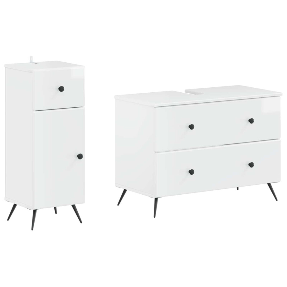 vidaXL 2-delige Badkamerkast Set BREDA Hoogglans Wit Bewerkt hout vidaXL 2-delige Badkamerkast Set BREDA Hoogglans Wit Bewerkt hout afbeelding 1