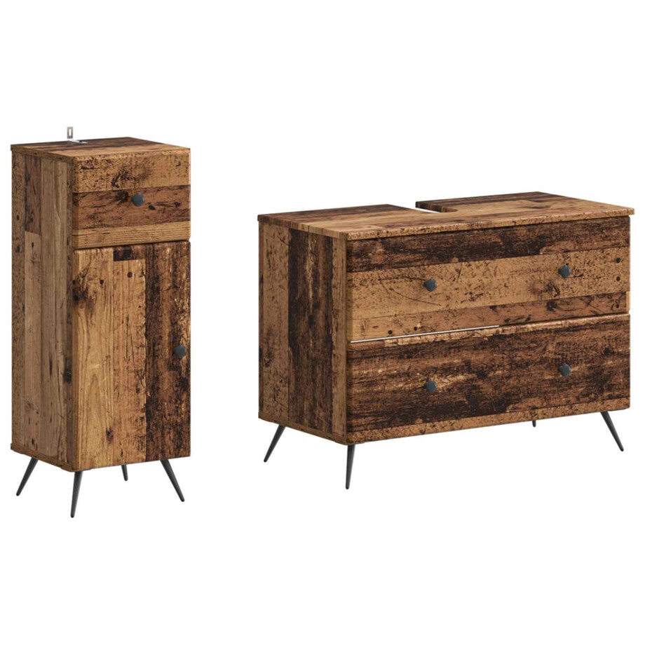 vidaXL 2-delige Badkamerkast Set BREDA Oud hout Bewerkt hout vidaXL 2-delige Badkamerkast Set BREDA Oud hout Bewerkt hout afbeelding 1