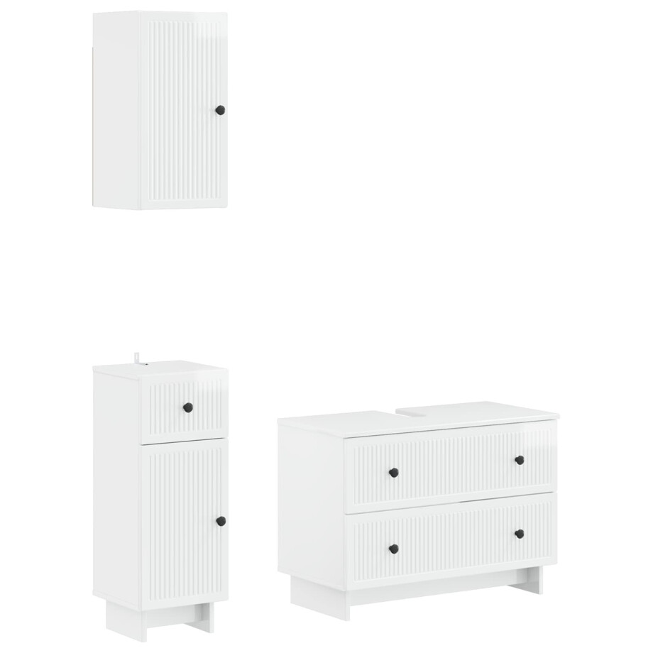 vidaXL 3-delige badkamerkast set EDE Hoogglans Wit Bewerkt hout vidaXL 3-delige badkamerkast set EDE Hoogglans Wit Bewerkt hout afbeelding 1