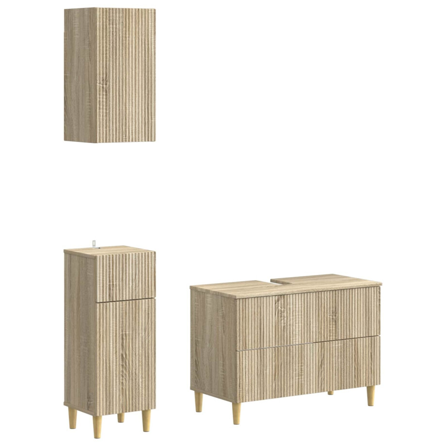 vidaXL 3-delige badkamerkast set ARNHEM Sonoma Eiken Bewerkt hout vidaXL 3-delige badkamerkast set ARNHEM Sonoma Eiken Bewerkt hout afbeelding 1