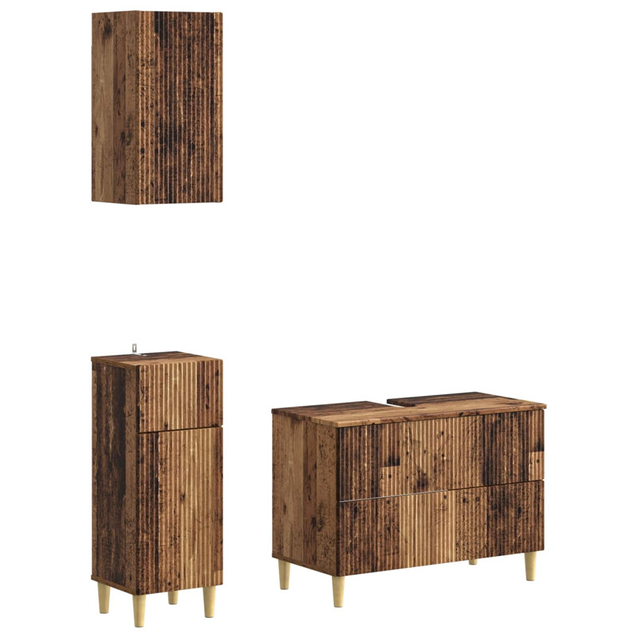 vidaXL 3-delige badkamerkast set ARNHEM Oud hout Bewerkt hout vidaXL 3-delige badkamerkast set ARNHEM Oud hout Bewerkt hout afbeelding 1