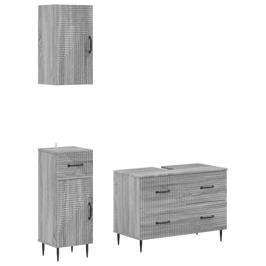 vidaXL 3-delige badkamerkast set HAARLEM Grijs Sonoma Bewerkt hout vidaXL 3-delige badkamerkast set HAARLEM Grijs Sonoma Bewerkt hout afbeelding 1
