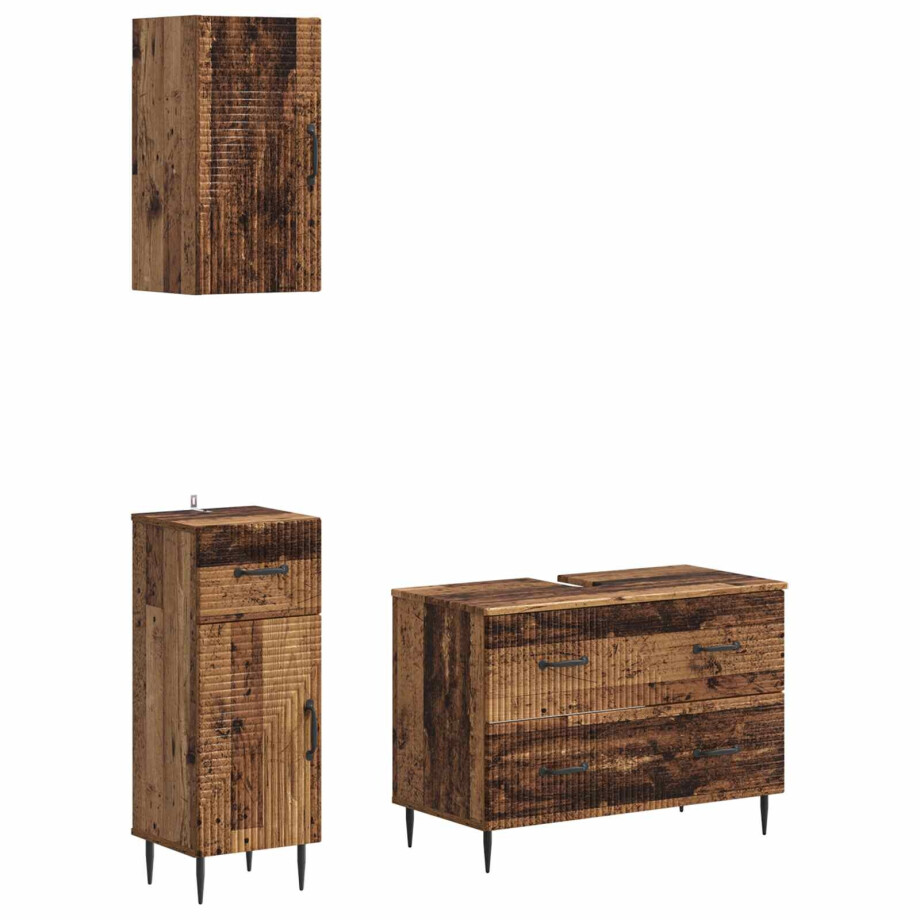 vidaXL 3-delige badkamerkast set HAARLEM Oud hout Bewerkt hout vidaXL 3-delige badkamerkast set HAARLEM Oud hout Bewerkt hout afbeelding 1