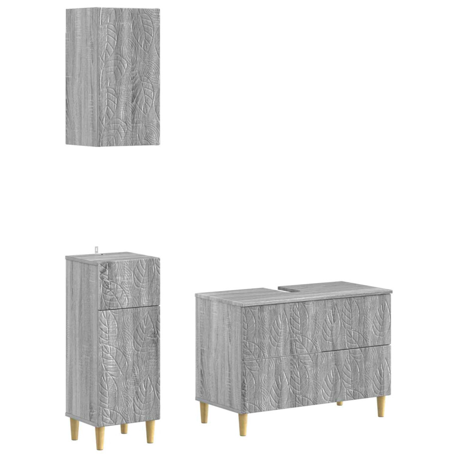 vidaXL 3-delige badkamerkast set DELFT Grijs Sonoma Bewerkt hout vidaXL 3-delige badkamerkast set DELFT Grijs Sonoma Bewerkt hout afbeelding 1