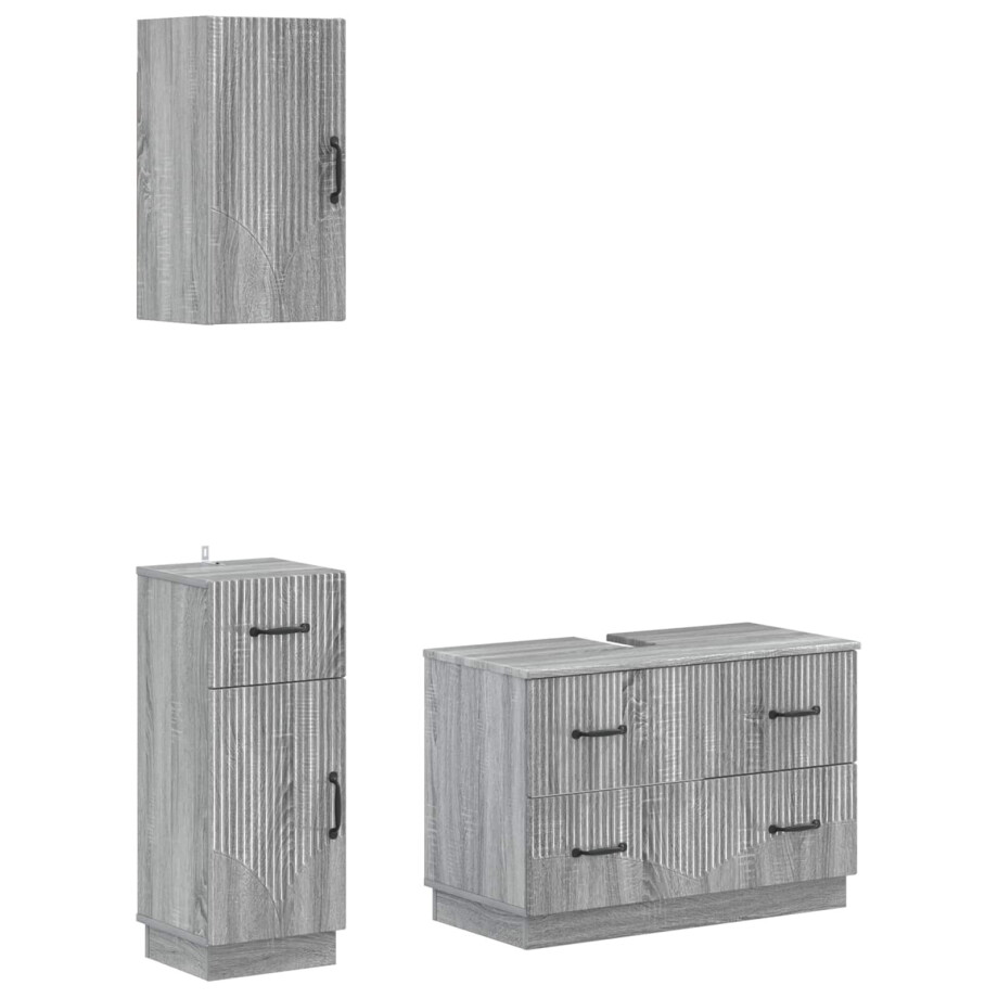 vidaXL 3-delige badkamerkast set HOORN Grijs Sonoma Bewerkt hout vidaXL 3-delige badkamerkast set HOORN Grijs Sonoma Bewerkt hout afbeelding 1