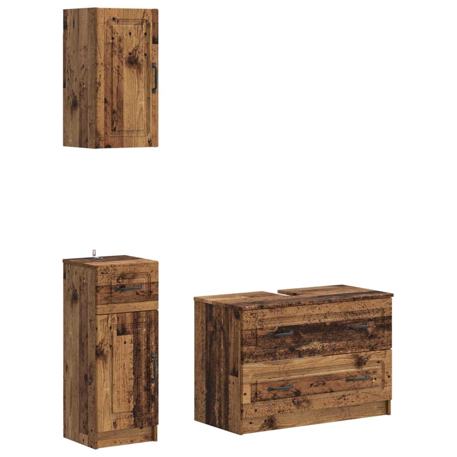 vidaXL 3-delige badkamerkast set UTRECHT Oud hout Bewerkt hout vidaXL 3-delige badkamerkast set UTRECHT Oud hout Bewerkt hout afbeelding 1