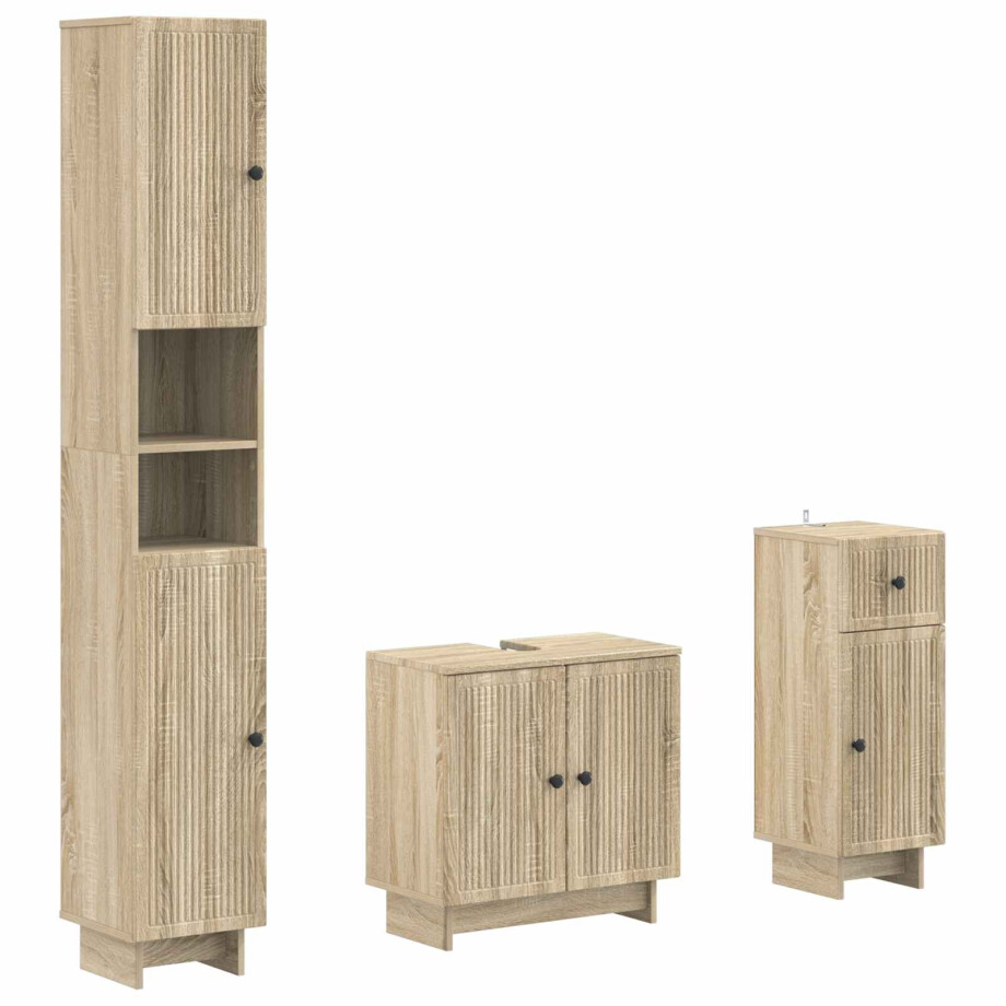 vidaXL 3-delige badkamerkast set EDE Bewerkt hout vidaXL 3-delige badkamerkast set EDE Bewerkt hout afbeelding 1