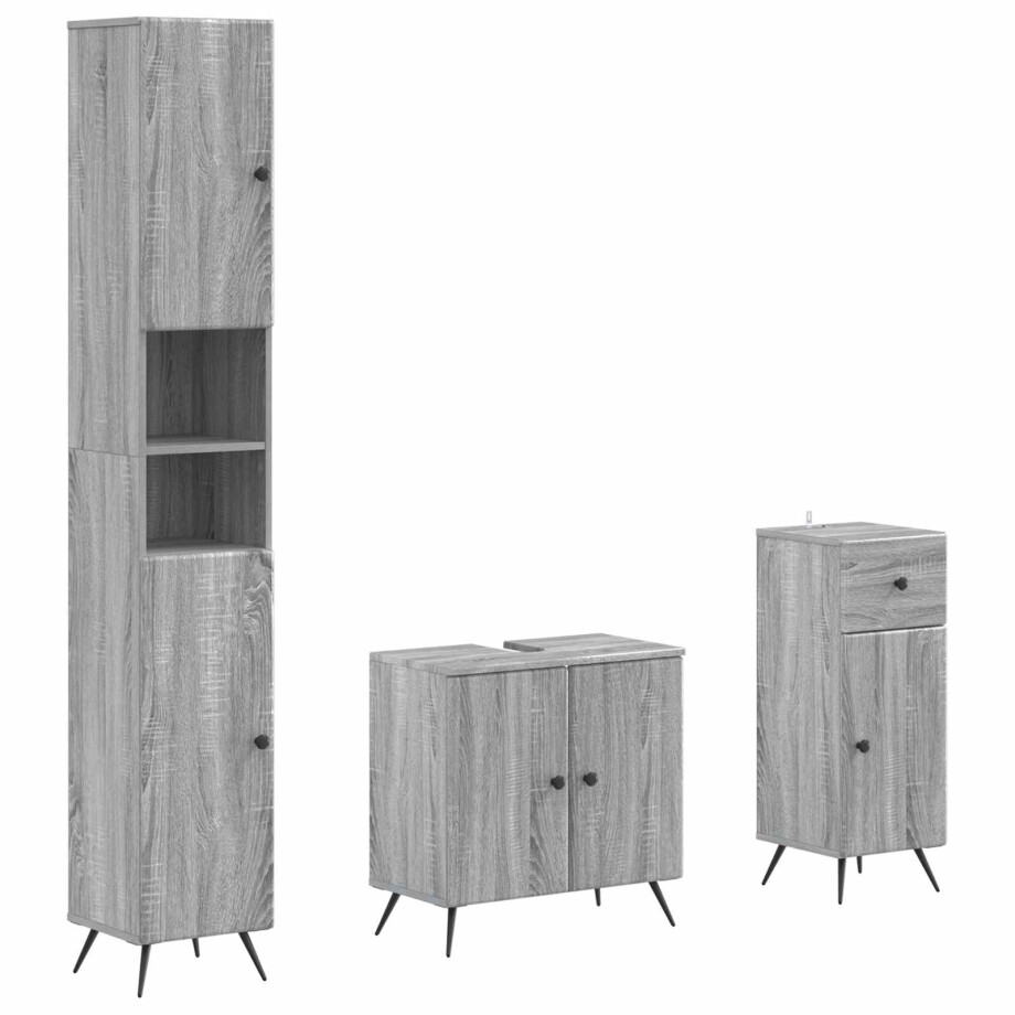 vidaXL 3-delige badkamerkast set BREDA Bewerkt hout vidaXL 3-delige badkamerkast set BREDA Bewerkt hout afbeelding 1