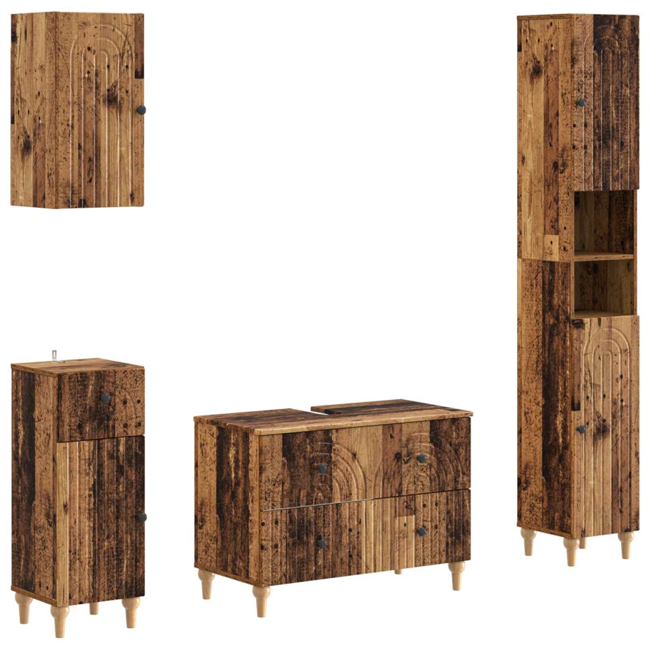 vidaXL 4-delige Badkamerkast Set ALKMAAR Oud hout Bewerkt hout vidaXL 4-delige Badkamerkast Set ALKMAAR Oud hout Bewerkt hout afbeelding 1