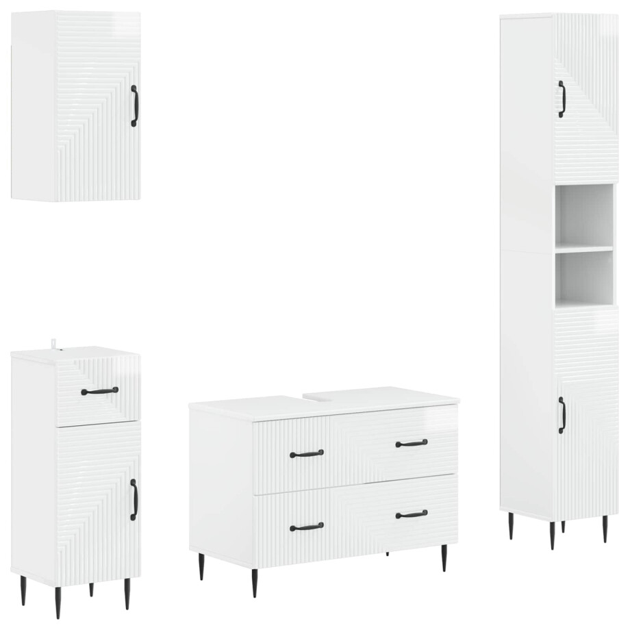 vidaXL 4-delige Badkamerkast Set HAARLEM Hoogglans Wit Bewerkt hout vidaXL 4-delige Badkamerkast Set HAARLEM Hoogglans Wit Bewerkt hout afbeelding 1