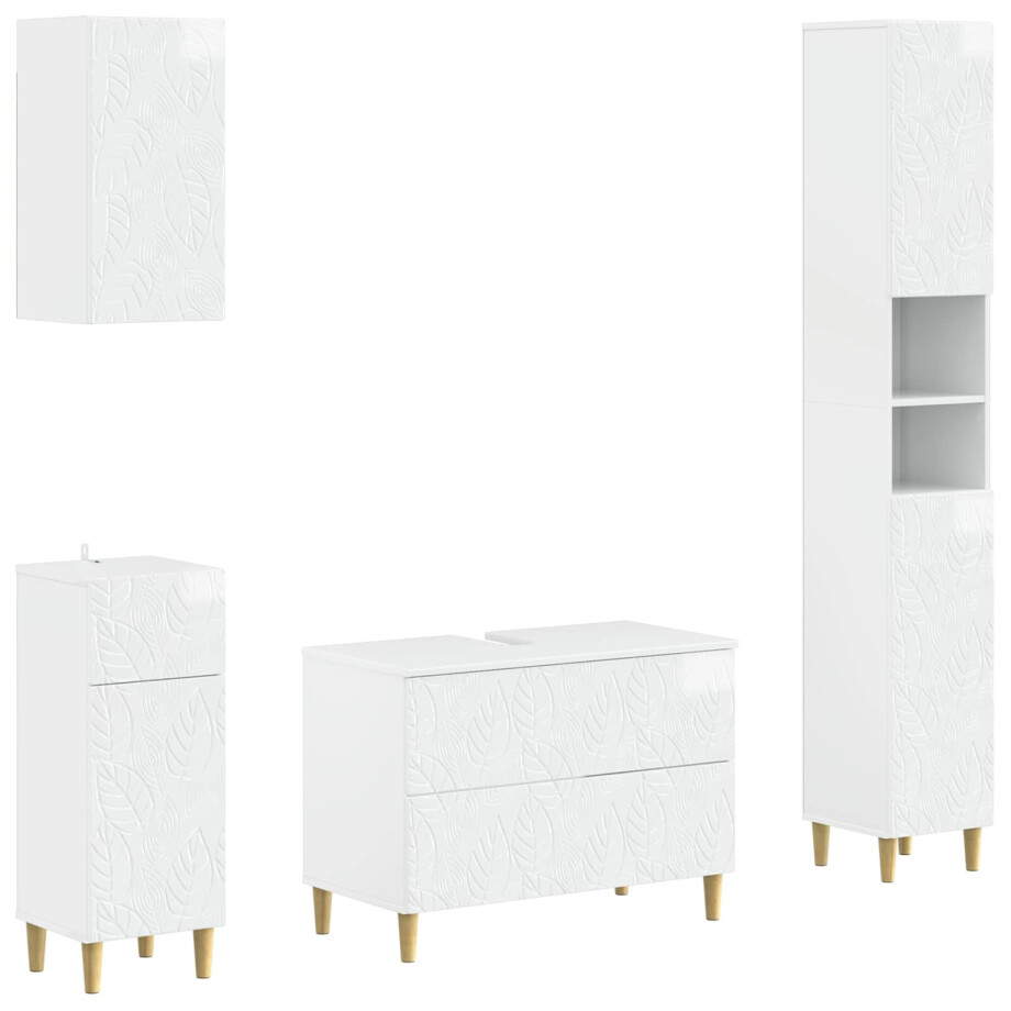 vidaXL 4-delige Badkamerkast Set DELFT Hoogglans Wit Bewerkt hout vidaXL 4-delige Badkamerkast Set DELFT Hoogglans Wit Bewerkt hout afbeelding 1