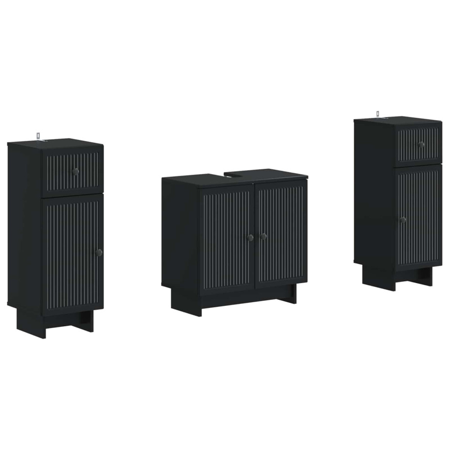 vidaXL 2-delige Badkamerkast Set EDE Zwart Bewerkt hout afbeelding 1
