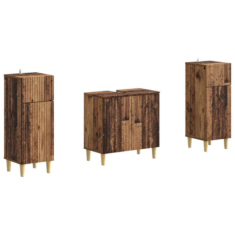 vidaXL 2-delige Badkamerkast Set ARNHEM Oud hout Bewerkt hout afbeelding 1