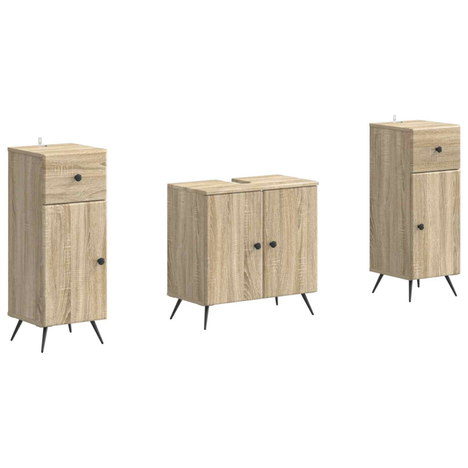 vidaXL 2-delige Badkamerkast Set BREDA Sonoma Eiken Bewerkt hout vidaXL 2-delige Badkamerkast Set BREDA Sonoma Eiken Bewerkt hout afbeelding 1