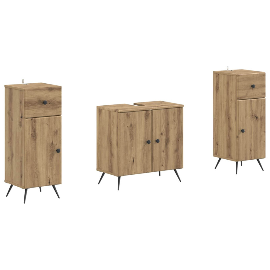 vidaXL 2-delige Badkamerkast Set BREDA Artisanaal eiken Bewerkt hout afbeelding 1