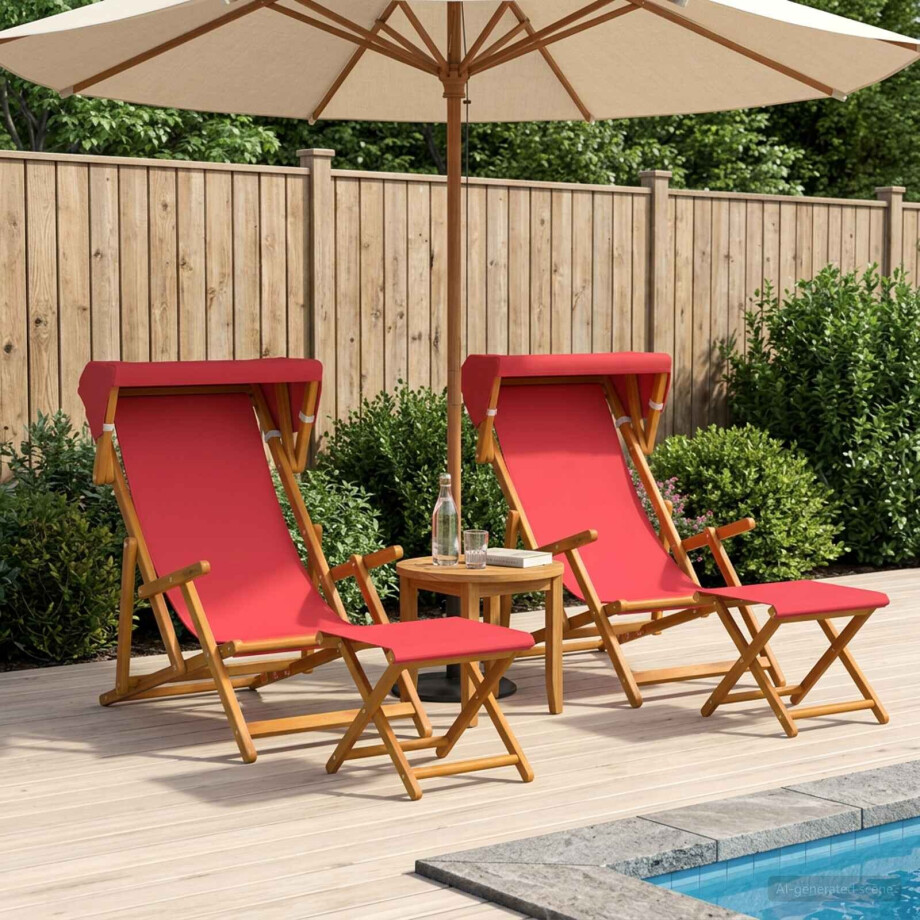 vidaXL Ligstoel 4 pcs 3 Positie massief eucalyptushout Rood vidaXL Ligstoel 4 pcs 3 Positie massief eucalyptushout Rood afbeelding 1