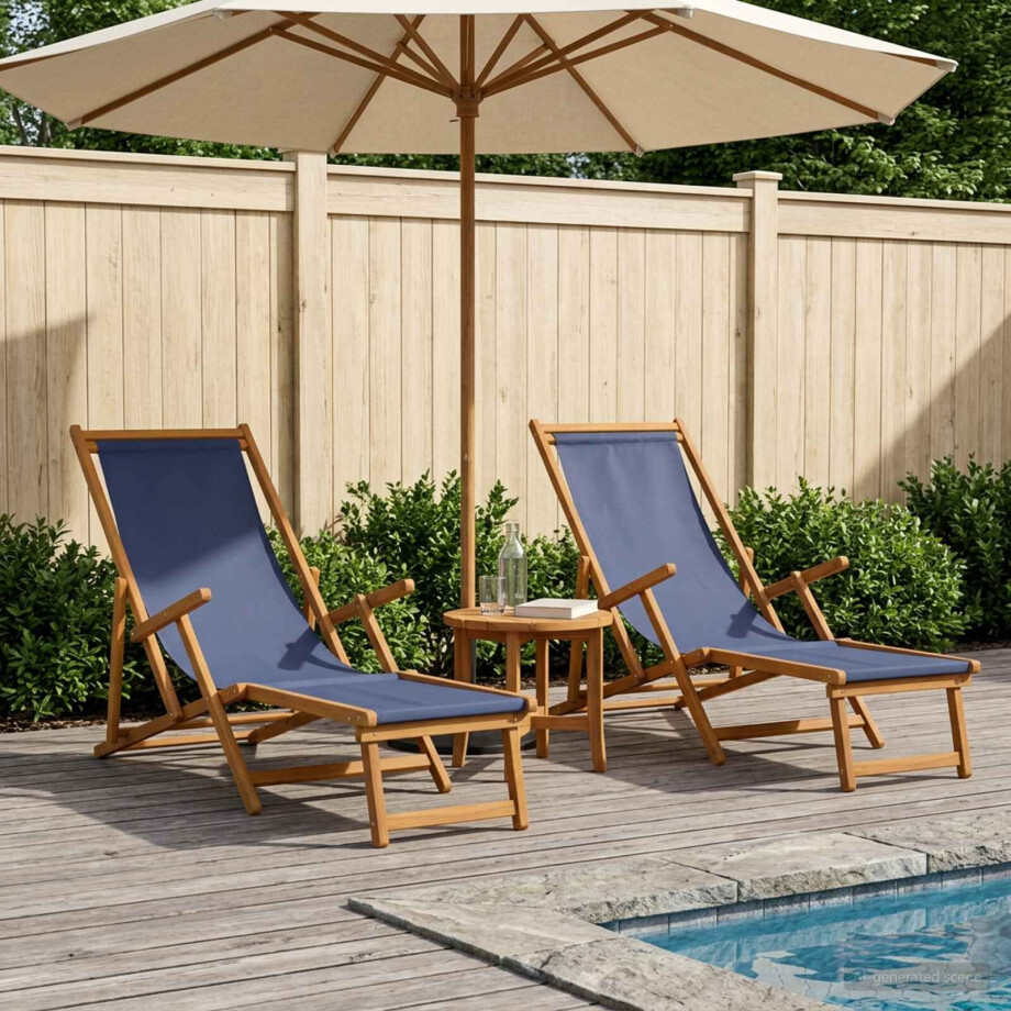 vidaXL Opvouwbare zonnebed 2 pcs 3 Positie Massief Eucalyptus Hout vidaXL Opvouwbare zonnebed 2 pcs 3 Positie Massief Eucalyptus Hout afbeelding 1