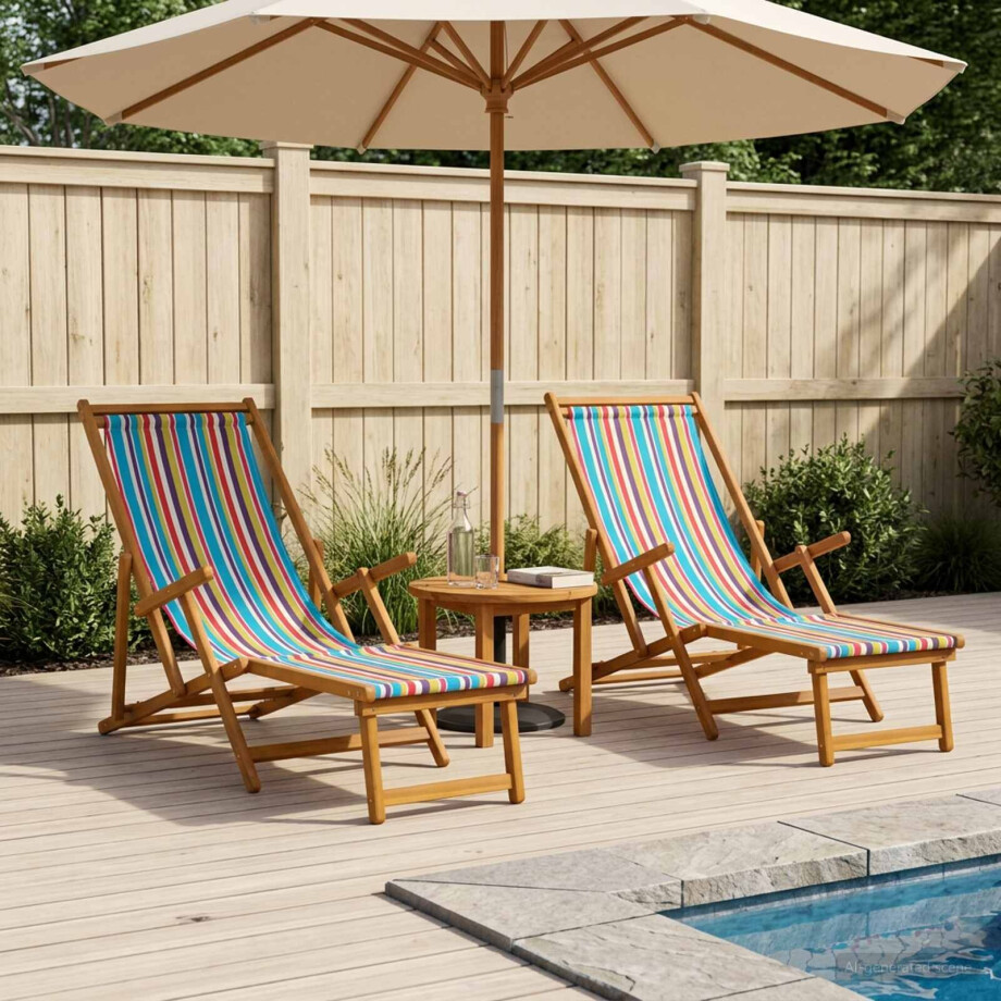 vidaXL Opvouwbare zonnebed 2 pcs 3 Positie Massief Eucalyptus Hout vidaXL Opvouwbare zonnebed 2 pcs 3 Positie Massief Eucalyptus Hout afbeelding 1