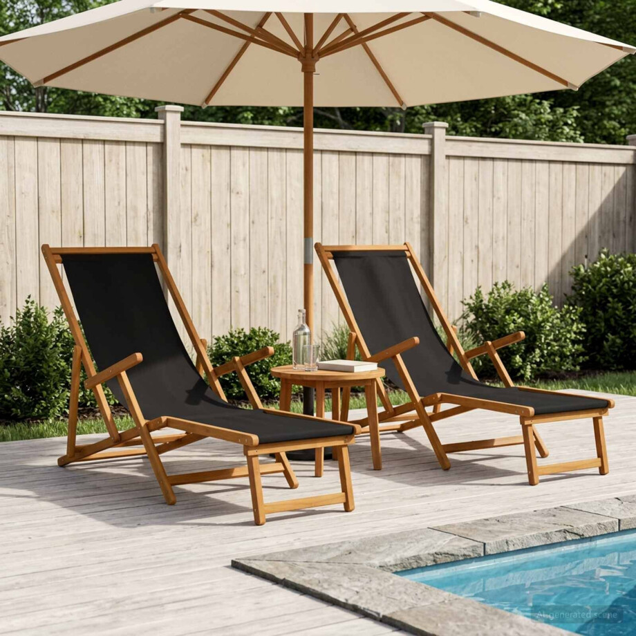 vidaXL Opvouwbare zonnebed 2 pcs 3 Positie Massief Eucalyptus Hout vidaXL Opvouwbare zonnebed 2 pcs 3 Positie Massief Eucalyptus Hout afbeelding 1