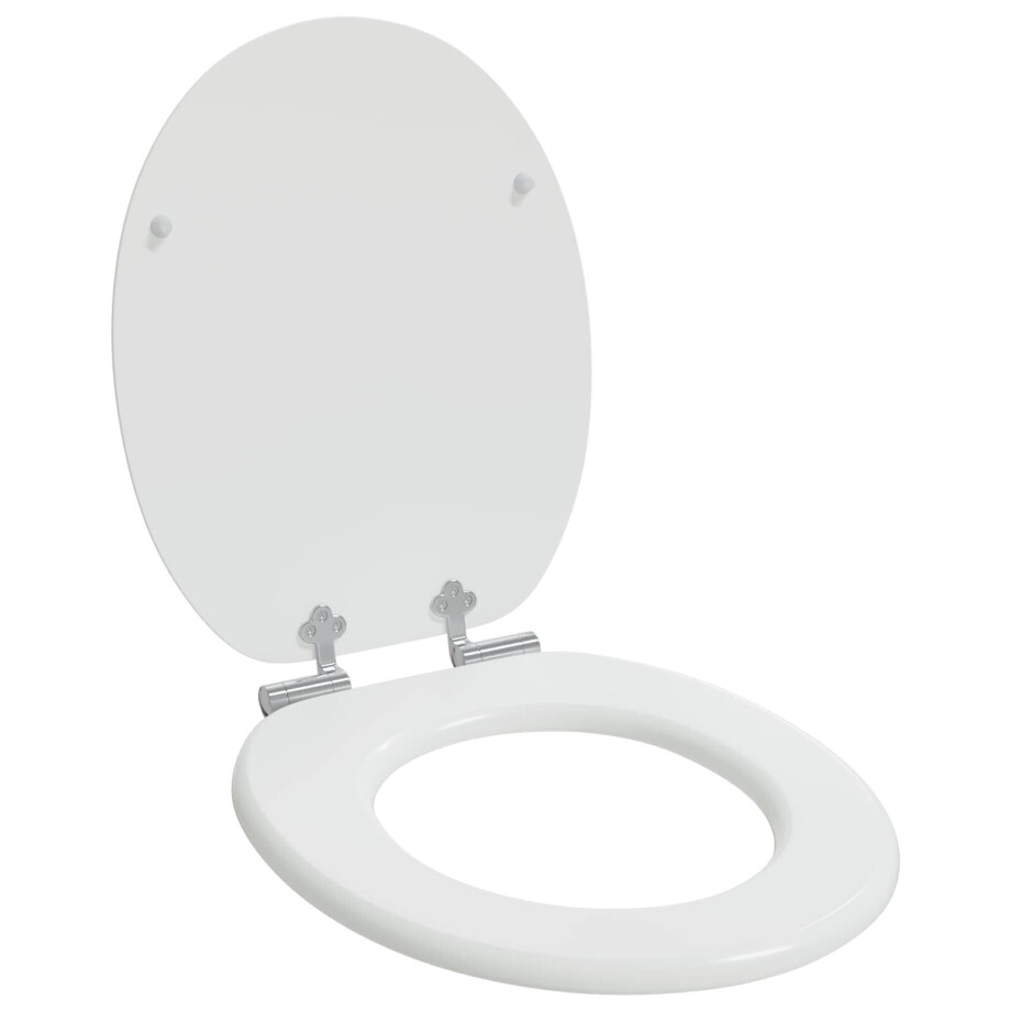 vidaXL Zachte sluit toiletbril Wit 44 x 38 cm MDF-plaat afbeelding 1