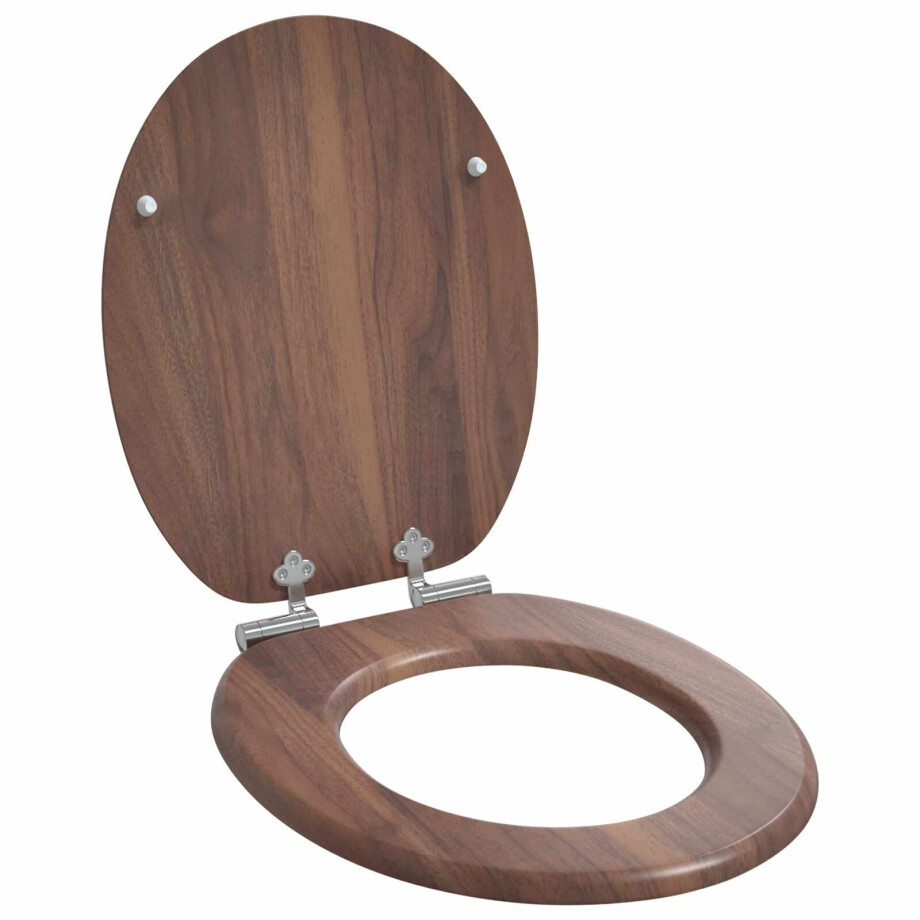 vidaXL Zachte sluit toiletbril Bruin 44 x 38 cm MDF-plaat afbeelding 1