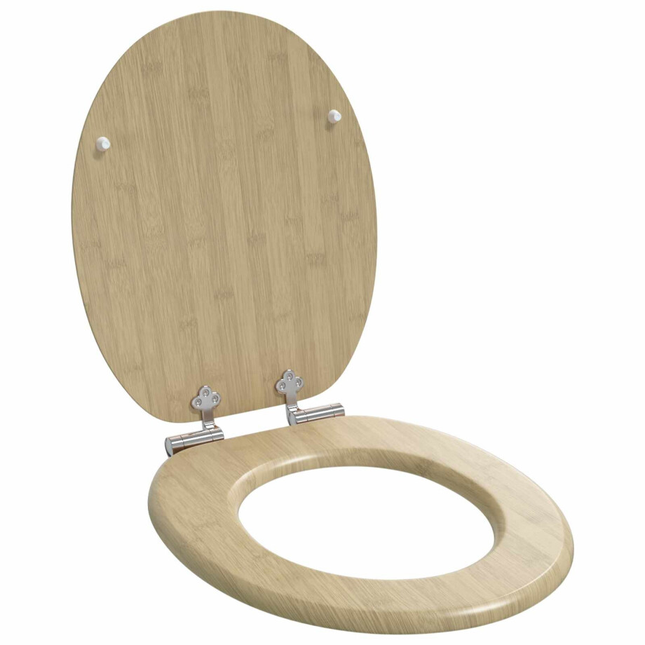 vidaXL Zachte sluit toiletbril Lichte Bamboekleur 44 x 38 cm MDF-plaat afbeelding 1