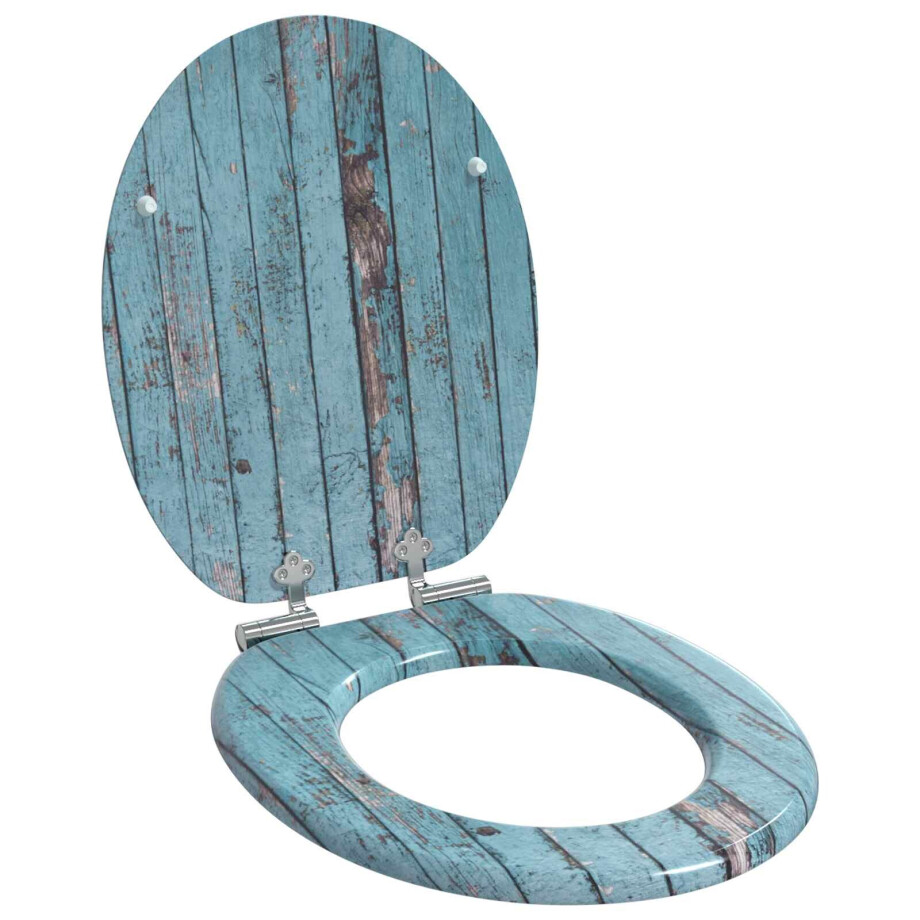 vidaXL Zachte sluit toiletbril Blauw 44 x 38 cm MDF-plaat afbeelding 1