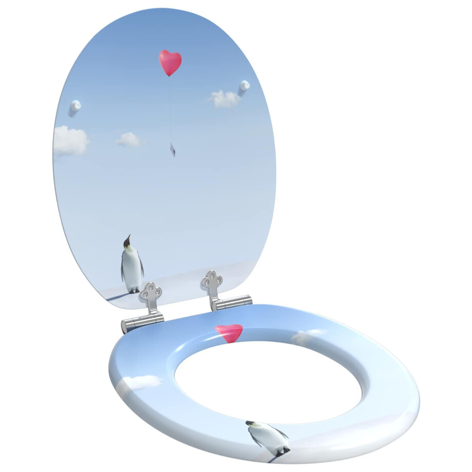 vidaXL Zachte sluit toiletbril Blauw 44 x 38 cm MDF-plaat afbeelding 1