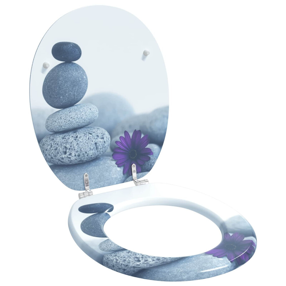 vidaXL Zachte sluit toiletbril Grijs 44 x 38 cm MDF-plaat afbeelding 1