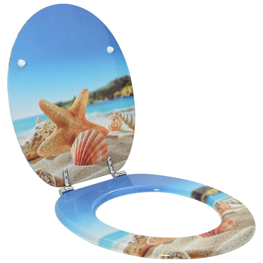 vidaXL Zachte sluit toiletbril Lichtblauw 44 x 38 cm MDF-plaat afbeelding 1