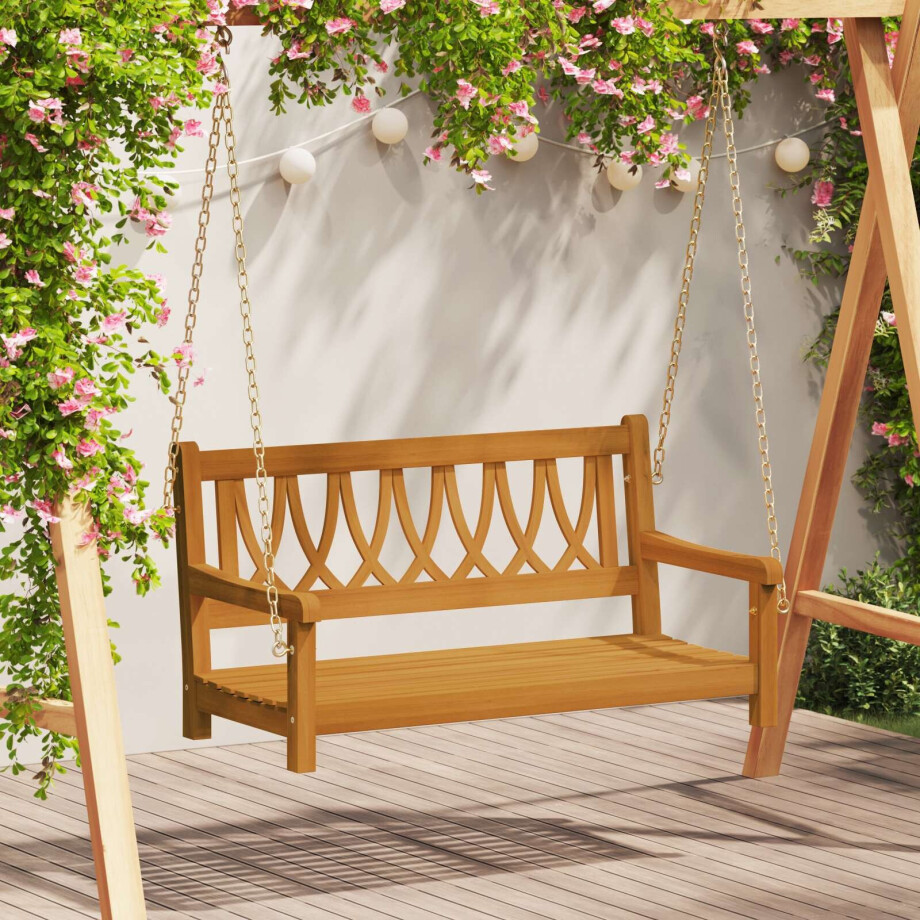 vidaXL Tuin Hangbank Naturel 110 x 56 x 58 cm Massief Acaciahout afbeelding 1