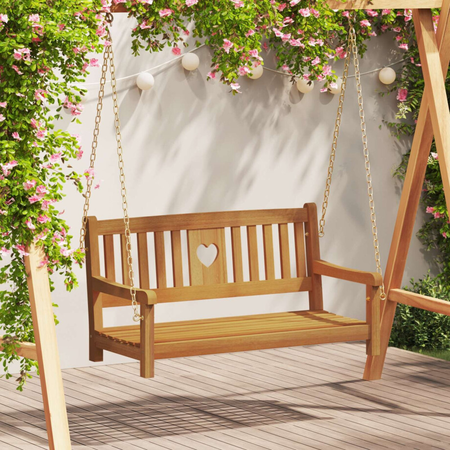 vidaXL Tuin Hangbank Naturel 110 x 56 x 58 cm Massief Acaciahout afbeelding 1