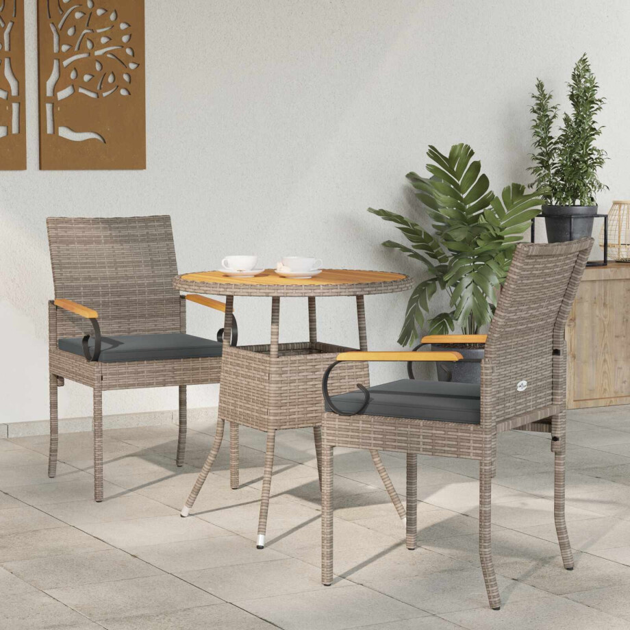 vidaXL Tuinstoelen 2 pcs Grijs en Donkergrijs Poly rattan en acacia afbeelding 1