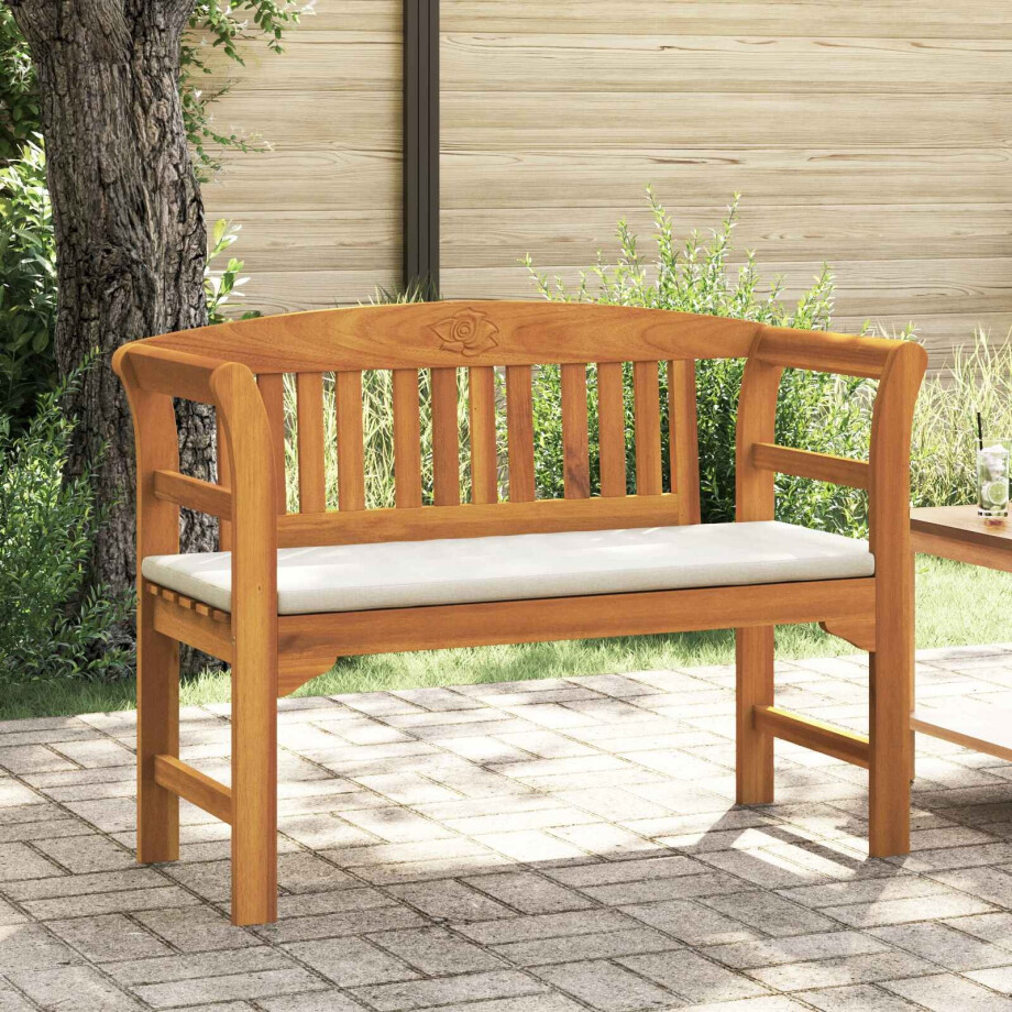 vidaXL Rozenbank Crème Wit 114 x 46 x 82,5 cm Massief Acaciahout afbeelding 1