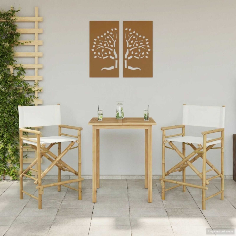 vidaXL Vouwbare Regisseursstoel 2 pcs Naturel Bamboe afbeelding 1