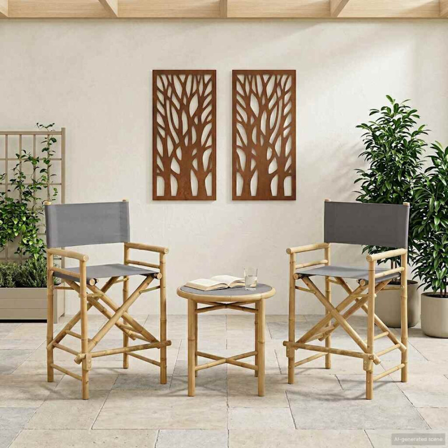 vidaXL Vouwbare Regisseursstoel 2 pcs Naturel Bamboe vidaXL Vouwbare Regisseursstoel 2 pcs Naturel Bamboe afbeelding 1