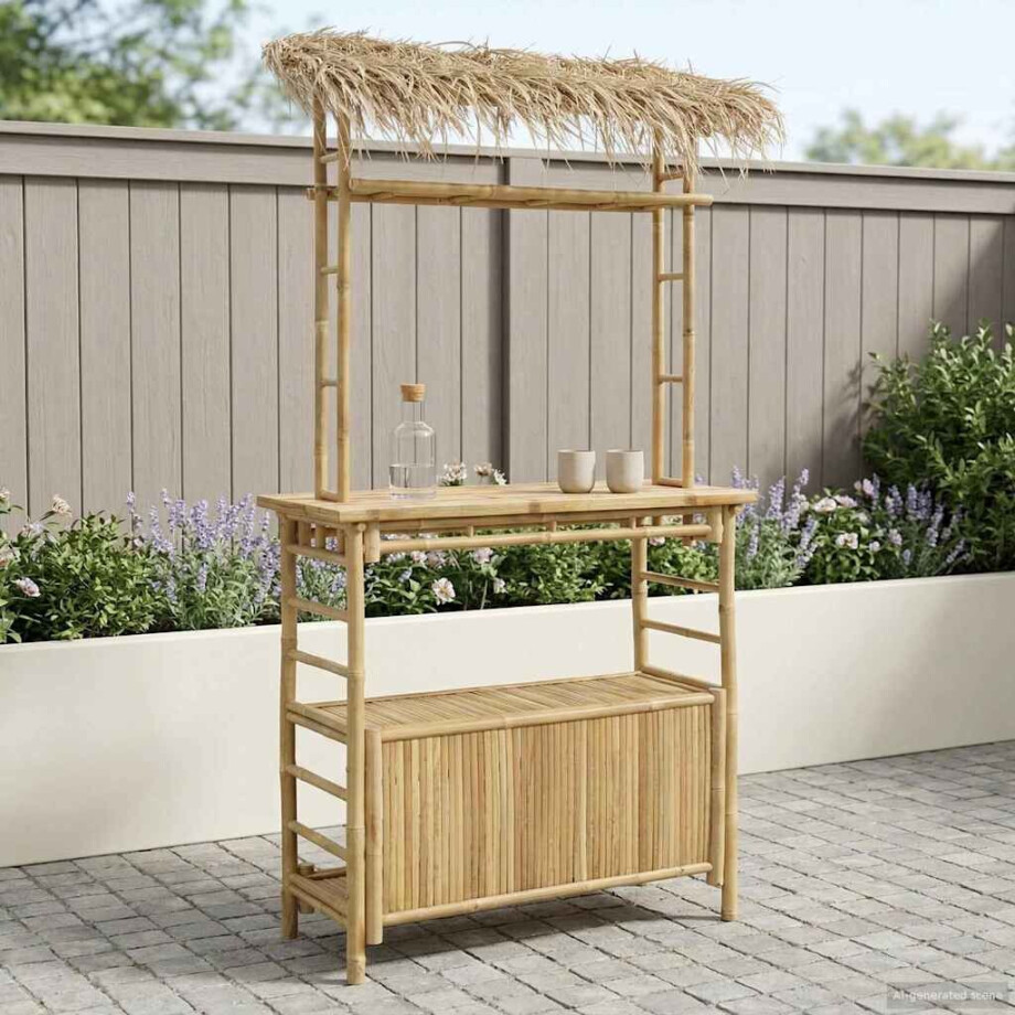 vidaXL Buiten Bartafel Naturel 110 x 50 x 209 cm Bamboe afbeelding 1