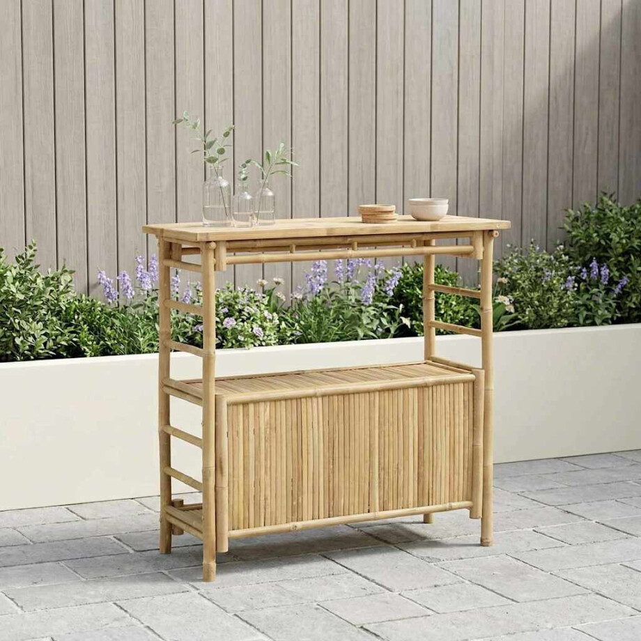 vidaXL Buiten Bartafel met opslag Naturel 110 x 50 x 105 cm Bamboe vidaXL Buiten Bartafel met opslag Naturel 110 x 50 x 105 cm Bamboe afbeelding 1
