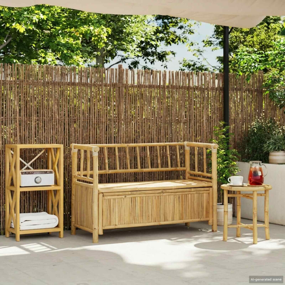 vidaXL Tuinkast Bank 110 x 47 x 80 cm Bamboe Naturel Rechthoekig afbeelding 1