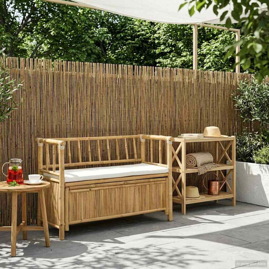 vidaXL Tuinkast Bank 110 x 47 x 80 cm Bamboe Naturel Rechthoekig afbeelding 1
