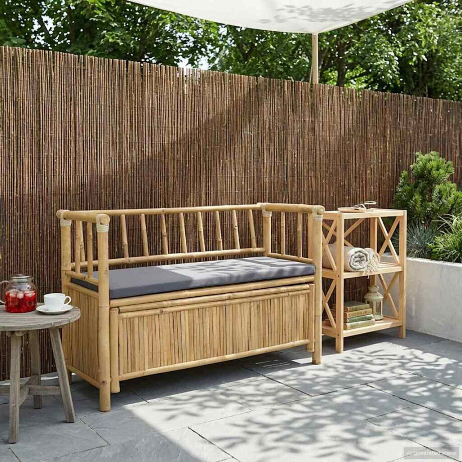 vidaXL Tuinkast Bank 110 x 47 x 80 cm Bamboe Naturel Rechthoekig afbeelding 1