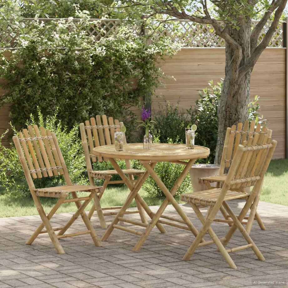 vidaXL Tuinstafel Naturel 80 x 70 cm Bamboe afbeelding 1