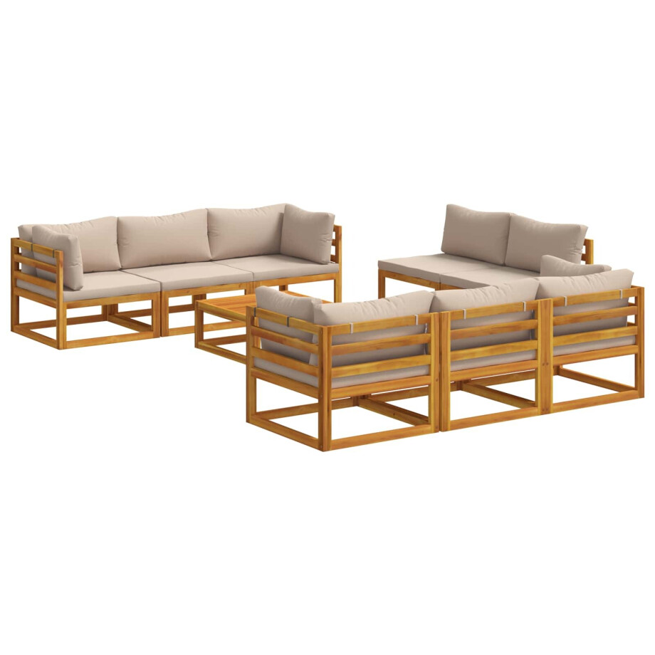 vidaXL 9-delige modulaire tuinloungeset Naturel Massief Acaciahout afbeelding 1