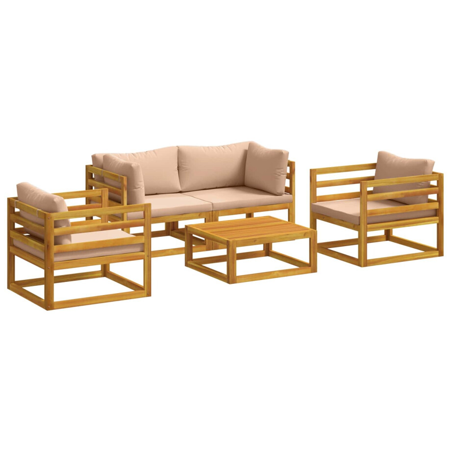 vidaXL 5-delige tuinloungeset modulair Naturel Massief Acaciahout afbeelding 1