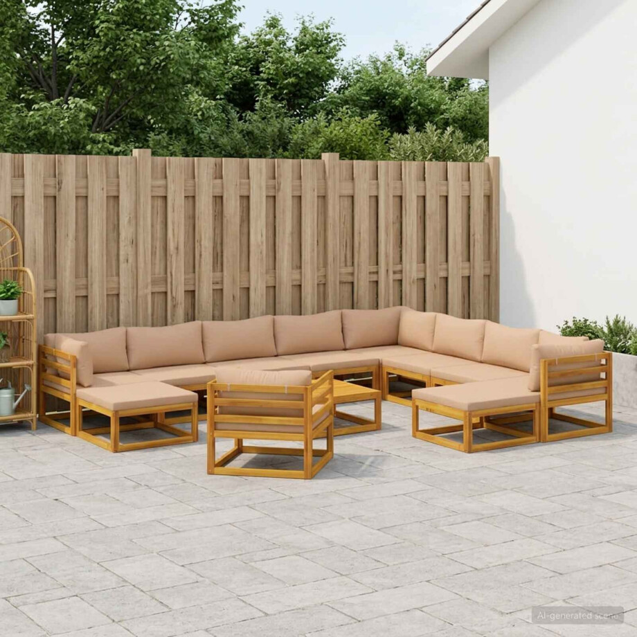 vidaXL Bankstel 12 st Naturel Massief Acaciahout vidaXL Bankstel 12 st Naturel Massief Acaciahout afbeelding 1